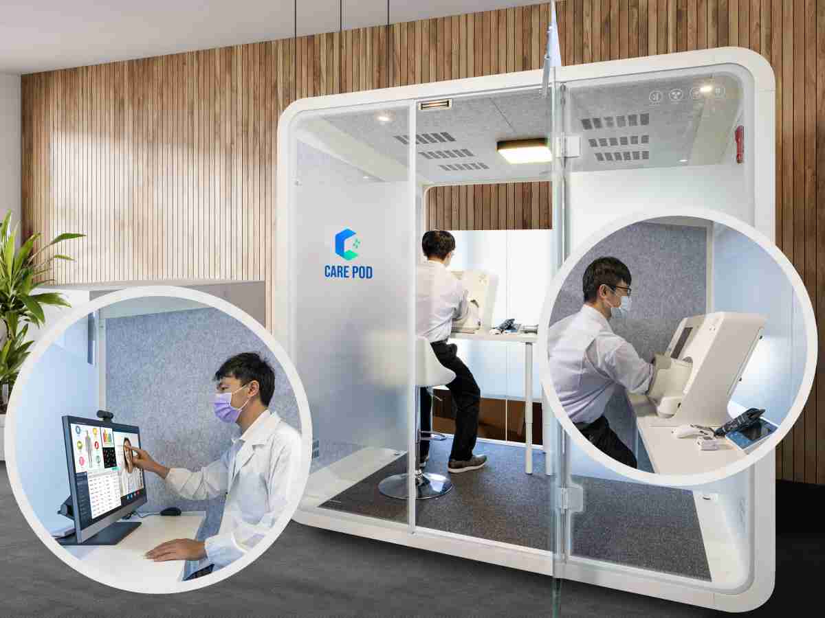 达擎于医疗科技展中展出＂远距诊疗舱＂，，，，以因应医疗数字化及社会高龄化趋势下、、复诊及慢性病患等族群对于远距看诊需求逐渐升高所推出的创新整合方案。。。。多功能合一、、高隐私性的远距诊疗舱可根据病患端与医师端的不同需求，，提供弹性化及客制化功能，，，，节省医生和病患的精力及时间