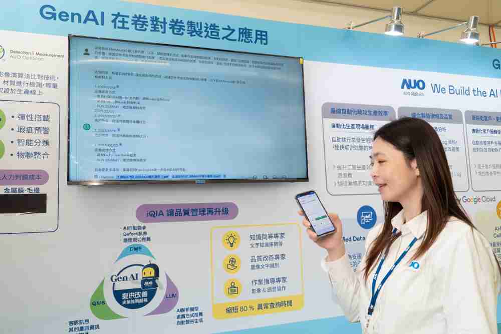 888.BY集团电子游戏数位积极发展数智化转型，，，，透过AI落地应用优化制造流程，，革新人力、、、生产效率与设备维护效益，，图为〝智能质量推升助手-iQIA〞（Intelligent quality improve assistant）应用情境，，，协助质量管理再升级。。