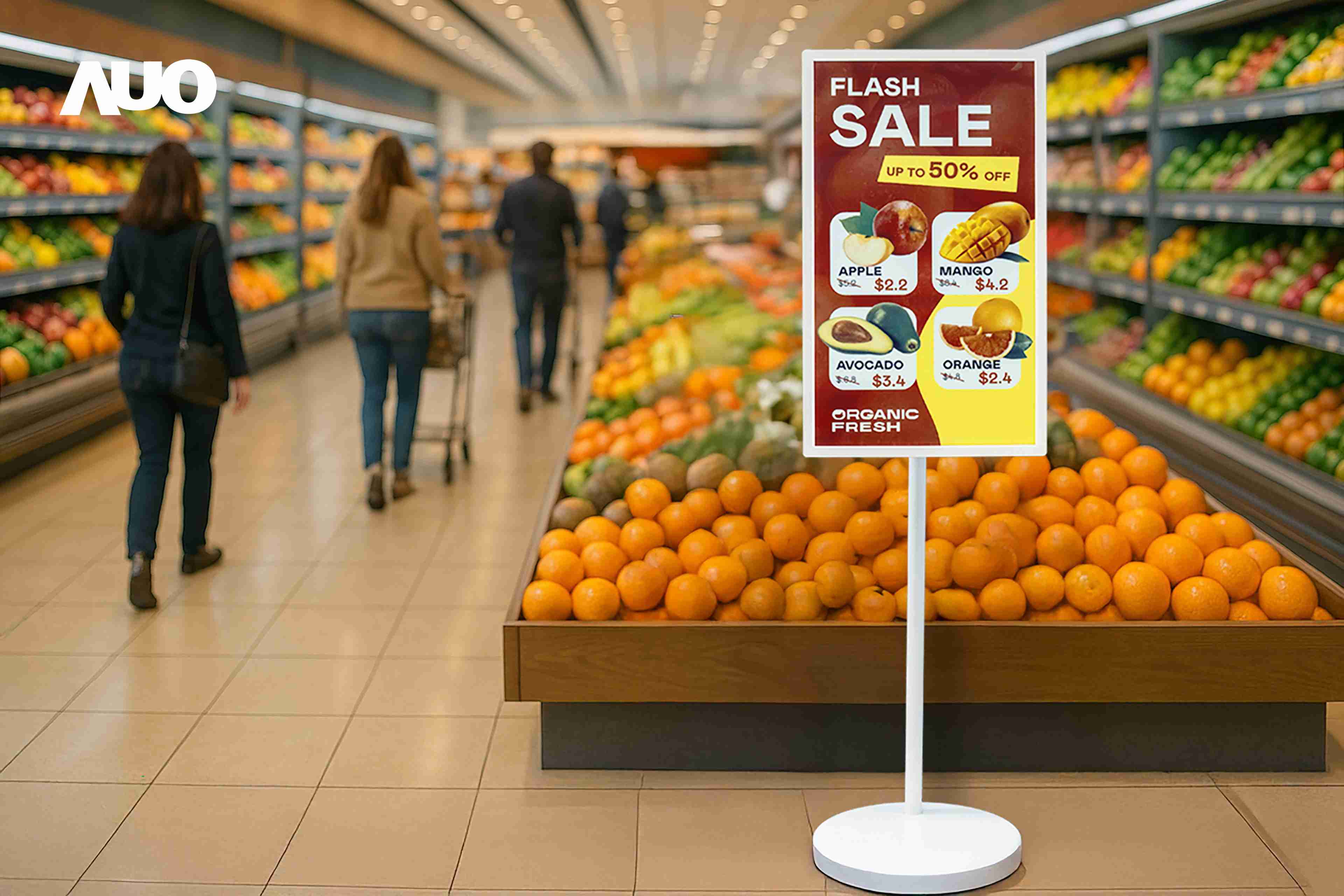 达擎首亮相低功耗、、全彩的〝aecoPost电子纸解决方案〞，，仅在更新画面时需要微量的电力驱动，，，无需布建电线的便捷设计，，，使其可灵活应用、、随意置放，，并可透过云端或行动装置app，，轻松管理及排程广告内容，，，晋升店头营销利器。。